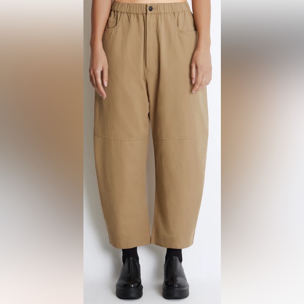 Roucha Clay Tan Pijet Cotton Cropped Bowleg Pant Size Medium Short